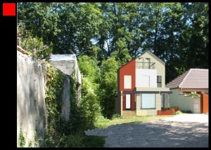 Maison contemporaine en Seine et Marne - vue de l'entrée - perspective couleur projet